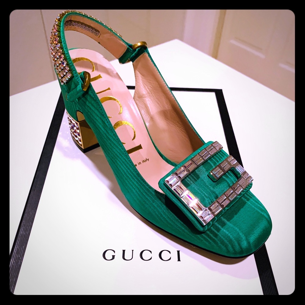 Gucci Leather Pumps w/ Crystal G